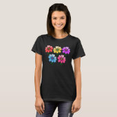 5色の花デザイン Tシャツ (正面フル)