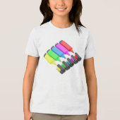 5色の蛍光違うペンの列 トライブレンドTシャツ (正面)