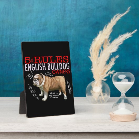 5英国ブルドッグの所有者ブルドッグパパママのための規則 フォトプラーク (側面)