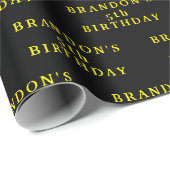 5誕生日かわいいブラックシンプルボモダンイ ラッピングペーパー (ロールコーナー)