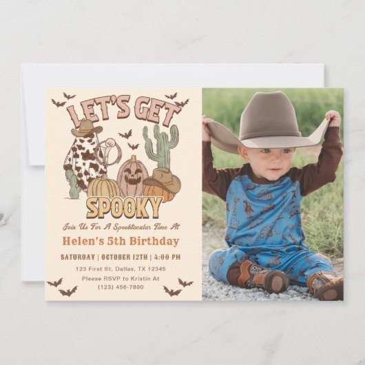 5誕生日のウェスタン不気味パーティー写真を取得しよう 招待状 (正面)