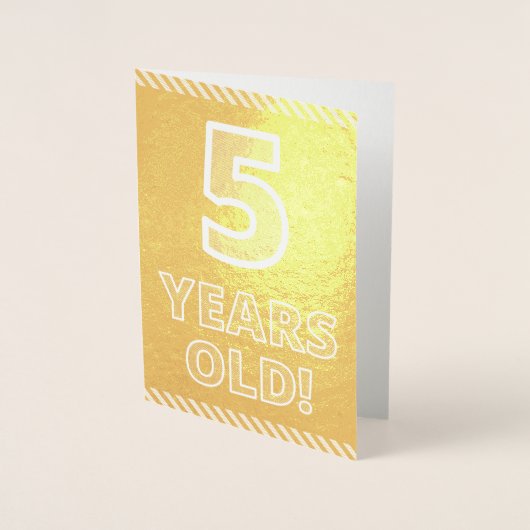 5誕生日はっきりした- "5歳！" ゴールドフォイルカード 箔カード (正面)