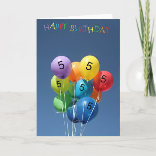 5誕生日カードの色のバルーン カード