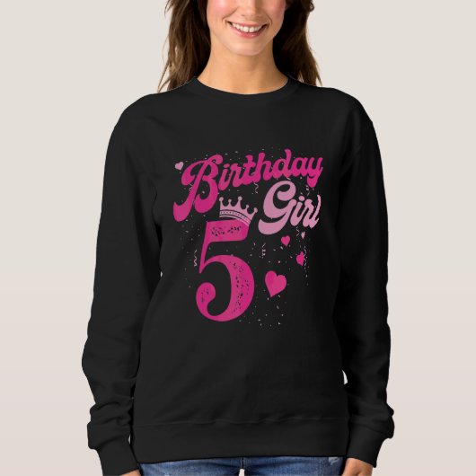 5誕生日ガールクラウン5歳Bday スウェットシャツ (正面)