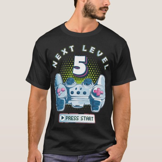 5誕生日ゲーマー次レベル5ゲーミングコントローラー Tシャツ (正面)