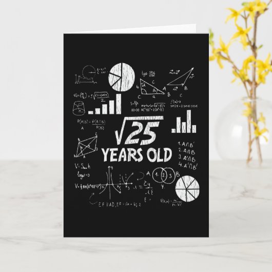 5誕生日スクエアルート数学5年古い日贈り物 カード (黄色い花)