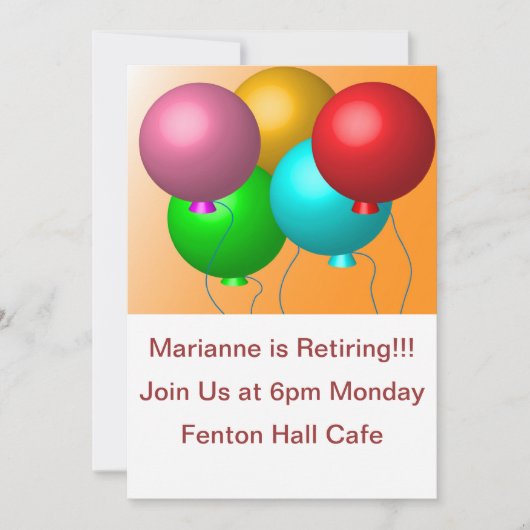 5誕生日バルーンカスタム文字 招待状 (正面)