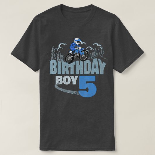 5誕生日ボーイダートバイクモトクロス5歳B Tシャツ (デザイン正面)