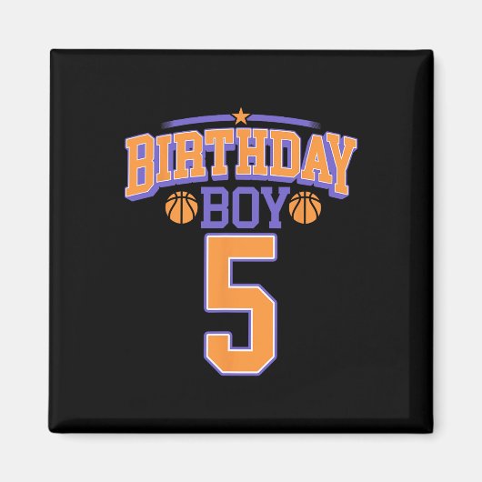 5誕生日ボーイバスケットボール恋人5歳Bday マグネット (正面)