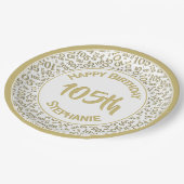 5誕生日モダン番号パターン金ゴールド/白 ペーパープレート (アングル)