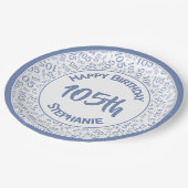 5誕生日モダン番号パターン青/白 ペーパープレート (アングル)