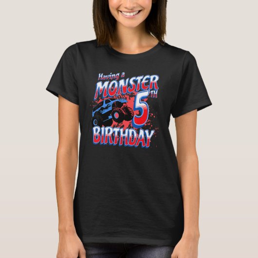 5誕生日モンスタートラックを持って Tシャツ (正面)