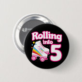 5誕生日ローラースケートで滑る5歳スケート 缶バッジ (正面&裏面)