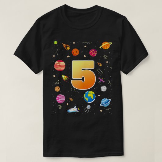 5誕生日宇宙恋人5歳Bday Tシャツ (デザイン正面)