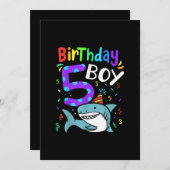 5誕生日目の5歳のサメの贈り物 セーブザデート (正面/裏面)