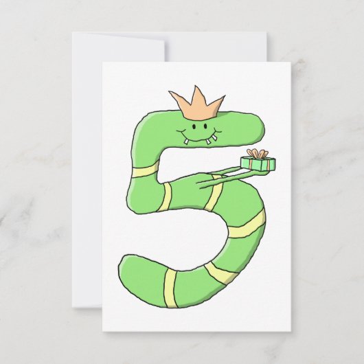 5誕生日目のCartoon、緑 招待状 (正面)