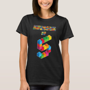 5誕生日素晴らし5歳ブロック建物 Tシャツ