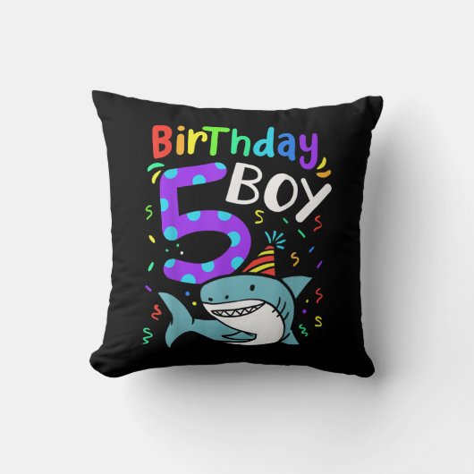 5誕生日5歳シャーク・ギフト クッション (正面)