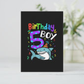 5誕生日5歳シャーク・ギフト サンキューカード (スタンド正面)