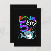 5誕生日5歳シャーク・ギフト サンキューカード (正面/裏面)