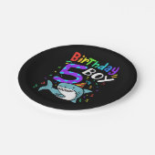 5誕生日5歳シャーク・ギフト ペーパープレート (アングル)