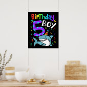 5誕生日5歳シャーク・ギフト ポスター (キッチン)