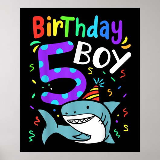 5誕生日5歳シャーク・ギフト ポスター (正面)