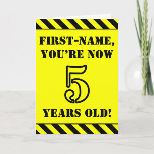 5誕生日:おもしろいステンシルスタイル文字、名前をカスタムする カード