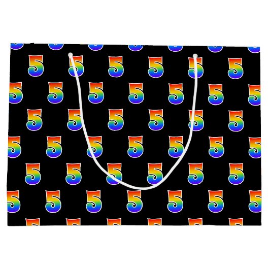 5誕生日:おもしろいレインボーイベント第5パターン ラージペーパーバッグ (裏面)