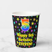 5誕生日:おもしろい星模様と虹5 紙コップ (正面)