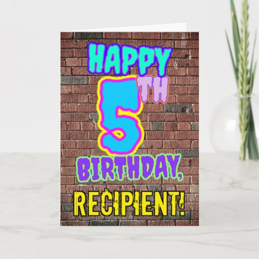 5誕生日-おもしろい、アーバングラフィティインスパイアルック カード (正面)