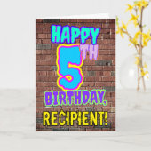 5誕生日-おもしろい、アーバングラフィティインスパイアルック カード (黄色い花)