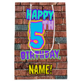 5誕生日:おもしろい、アーバングラフィティインスパイアルック ミディアムペーパーバッグ (裏面)