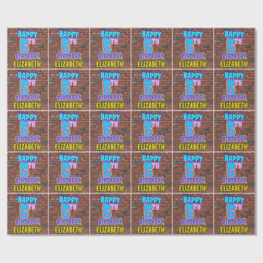 5誕生日:おもしろい、アーバングラフィティインスパイアルック ラッピングペーパー (フラット)