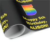 5誕生日:おもしろい、カラフルレインボーインスパイア# 5 ラッピングペーパー (ロールコーナー)