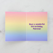 5誕生日:カラフルレインボー5、名前をカスタムする カード (内部)