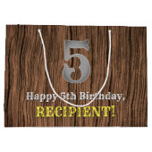 5誕生日：カントリーインスパイアウエスタンルック、名前 ラージペーパーバッグ (裏面)