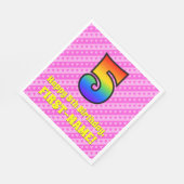 5誕生日:ピンクストライプのハート、レインボー5 スタンダードランチョンナプキン (角)