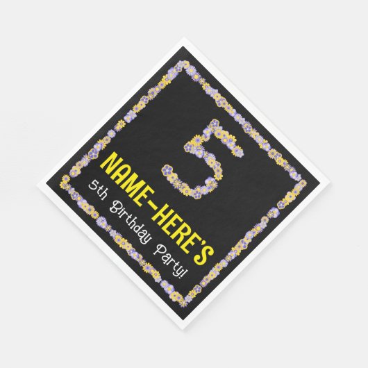 5誕生日:フローラ花数名前をカスタムする スタンダードランチョンナプキン (角)