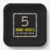 5誕生日:フローラ花数名前をカスタムする ペーパープレート (正面)