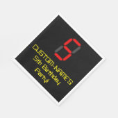 5誕生日：レッドデジタルクロックスタイル"5" +名前 スタンダードランチョンナプキン (角)