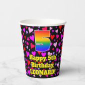 5誕生日：愛するハートパターン、虹5 紙コップ (裏面)