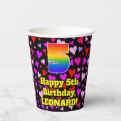 5誕生日：愛するハートパターン、虹5 紙コップ (正面)