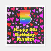 5誕生日:愛するハートパターン、虹# 5 スタンダードランチョンナプキン (正面)