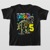 5誕生日Tレックス恐竜を粉砕する準備ができている子供 Tシャツ (レイダウン)
