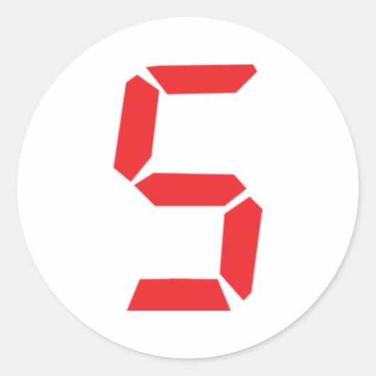 5赤い目覚まし時計デジタル番号 ラウンドシール (正面)