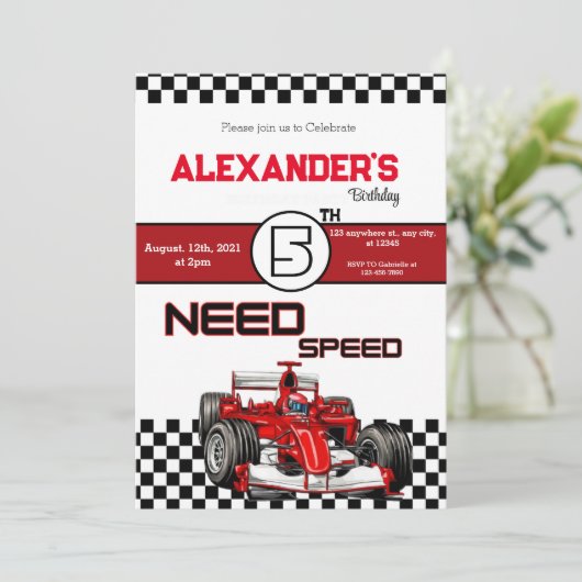 5速の赤いレースカーが必要 招待状 (スタンド正面)