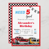 5速の赤いレースカーが必要 招待状 (正面/裏面)