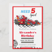 5速の赤いレースカーが必要 招待状 (正面)