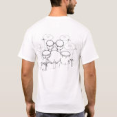 5部分のドラムキット: 黒く及び白いスケッチ: Tシャツ (裏面)